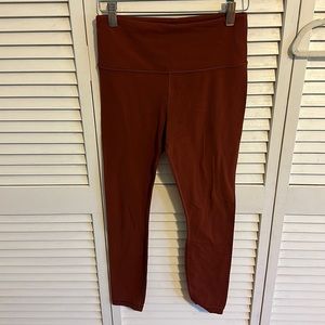 Red Athleta crop leggings